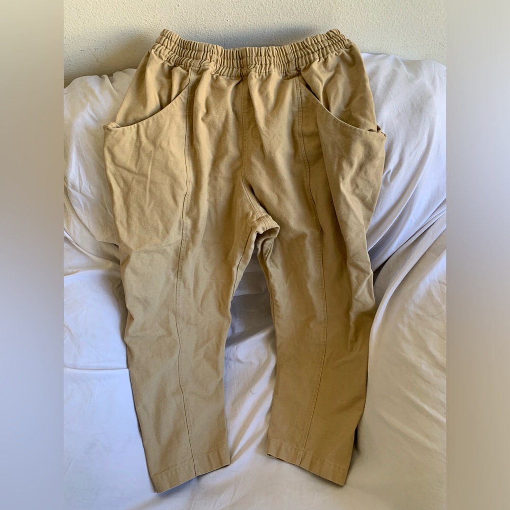 Elizabeth Suzann Beige Pull on Pants Cotton Size 12 Short